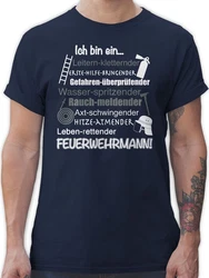 Shirtracer T-Shirt Ich bin ein Feuerwehrmann! Grau/Blau