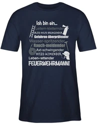 Shirtracer T-Shirt Ich bin ein Feuerwehrmann! Grau/Blau