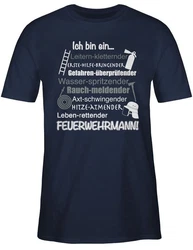Shirtracer T-Shirt Ich bin ein Feuerwehrmann! Grau/Blau