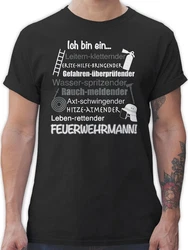Shirtracer T-Shirt Ich bin ein Feuerwehrmann! Grau/Schwarz
