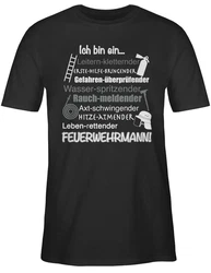 Shirtracer T-Shirt Ich bin ein Feuerwehrmann! Grau/Schwarz