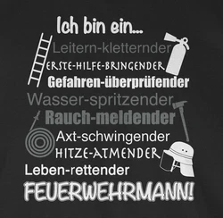 Shirtracer T-Shirt Ich bin ein Feuerwehrmann! Grau/Schwarz