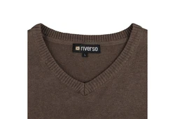 Riverso Sweatshirt Herren V-Neck Pullover RIVEmil Regular Fit Khaki/Dunkelbraun/Grau/Dunkelgrün/Braun