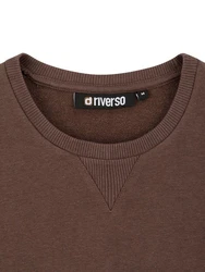 riverso Herren Pullover RIVPhillip Sweatshirt Basic Rundhals Sweater Pulli Langarm Regular Fit Einfarbig Braun/Dunkelbraun