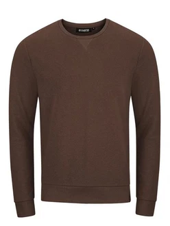 riverso Herren Pullover RIVPhillip Sweatshirt Basic Rundhals Sweater Pulli Langarm Regular Fit Einfarbig Braun/Dunkelbraun