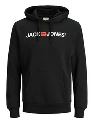 JACK & JONES Herren Hoodie Logo JJECORP Old Sweat Hood NOOS (12137054) Schwarz/Hellblau