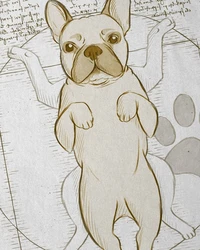 style3 T-Shirt Vitruvianischer Frenchie hund franzsische bulldogge Weiß/Creme/Braun/Beige