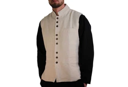 Kunst und Magie Kurzweste Traditionelle Nepal Gilet Herren Weste Weiß/Creme/Hellblau/Beige/Schwarz