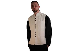 Kunst und Magie Kurzweste Traditionelle Nepal Gilet Herren Weste Weiß/Creme/Hellblau/Beige/Schwarz