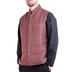 Kunst und Magie Kurzweste Traditionelle Nepal Gilet Herren Weste Rot/Dunkelrot/Lila/Bordeaux