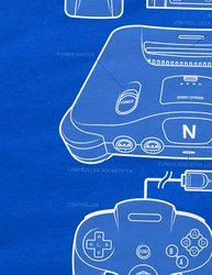 style3 T-Shirt 64 Bit Retro Gamer Konsole N64 Videospiel Nintendo Hellblau/Blau/Dunkelblau