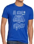 style3 T-Shirt 64 Bit Retro Gamer Konsole N64 Videospiel Nintendo Hellblau/Blau/Dunkelblau