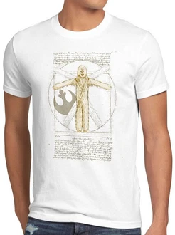 style3 T-Shirt Vitruvianischer Wookiee Star Wars Weiß/Grün style3 T-Shirt Vitruvianischer Wookiee Star Wars Weiß/Grün