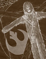 style3 T-Shirt Vitruvianischer Wookiee Star Wars Khaki/Dunkelbraun/Dunkelgrün/Braun