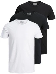 Jack & Jones T-Shirt Basic O-Neck Weiß/Schwarz/Dunkelblau