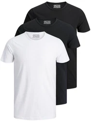 Jack & Jones T-Shirt Basic O-Neck Weiß/Schwarz/Dunkelblau