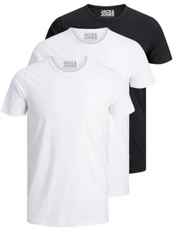 Jack & Jones T-Shirt Basic O-Neck Weiß/Dunkelblau/Schwarz/Creme
