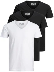 Jack & Jones T-Shirt Basic V-Neck Schwarz/Weiß/Creme