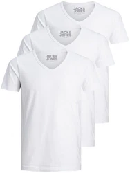 Jack & Jones T-Shirt Basic V-Neck Weiß/Creme/Grau