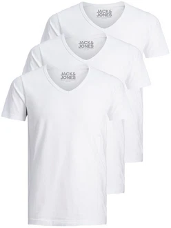 Jack & Jones T-Shirt Basic V-Neck Weiß/Creme/Grau