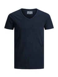 Jack & Jones T-Shirt Basic V-Neck Dunkelblau/Blau/Creme