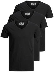 Jack & Jones T-Shirt Basic V-Neck Schwarz/Dunkelgrau/Grau