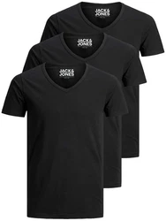 Jack & Jones T-Shirt Basic V-Neck Schwarz/Dunkelgrau/Grau
