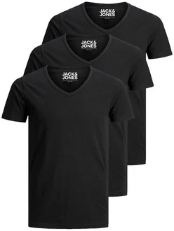 Jack & Jones T-Shirt Basic V-Neck Schwarz/Dunkelgrau/Grau