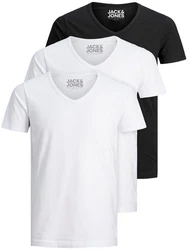 Jack & Jones T-Shirt Basic V-Neck Schwarz/Weiß/Creme/Dunkelblau