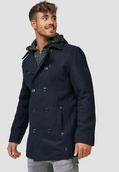 Indicode Herren Cliff Kurzmantel mit Stehkragen Mantel Dunkelblau/Hellblau
