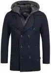 Indicode Herren Cliff Kurzmantel mit Stehkragen Mantel Dunkelblau/Hellblau
