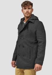 Indicode Herren Cliff Kurzmantel mit Stehkragen Mantel Dunkelgrau/Grau