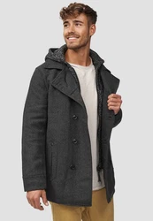 Indicode Herren Cliff Kurzmantel mit Stehkragen Mantel Dunkelgrau/Grau