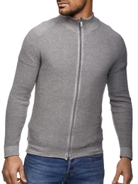 Strickjacke D408 zeitloser Cardigan im Biker-Look