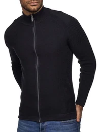 Strickjacke D408 zeitloser Cardigan im Biker-Look