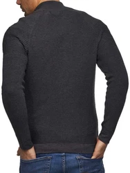 Tazzio Strickjacke Biker-Look Dunkelgrau/Grau/Dunkelblau/Schwarz