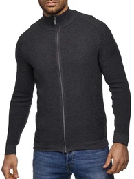Strickjacke D408 zeitloser Cardigan im Biker-Look
