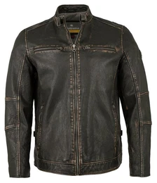 Lederjacke Reginald - Herren Lederjacke Lammnappa Bikerjacke schwarz-beige