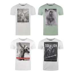 T-Shirt Herren Fotoprintshirt RIVCharly Regular Fit (4-tlg) Kurzarm Tee Shirt mit Rundhalsausschnitt aus 100% Baumwolle