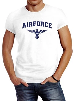 Neverless Print-Shirt Airforce US Army Adler Militär T-Shirt Blau