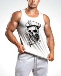 Neverless Tanktop Herren Moin Kapitän Totenkopf Anker Bart Hamburg Dunkelblau/Weiß/Dunkelrot/Beige/Rot/Braun