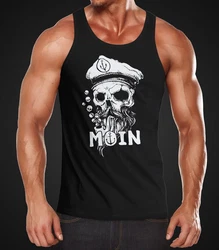 Neverless Tanktop Herren Moin Kapitän Totenkopf Anker Bart Hamburg Schwarz/Beige/Braun