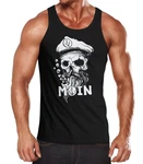 Neverless Tanktop Herren Moin Kapitän Totenkopf Anker Bart Hamburg Schwarz/Beige/Braun