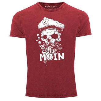 Neverless Print-Shirt Herren Vintage Shirt Moin Kapitän Totenkopf Anker Bart Hamburg Neverless Print-Shirt Herren Vintage Shirt Moin Kapitän Totenkopf Anker Bart Hamburg