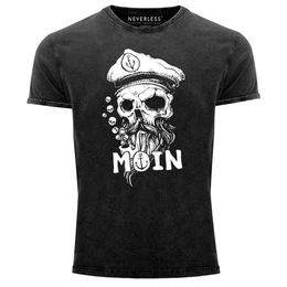 Print-Shirt Herren Vintage Shirt Moin Kapitn Totenkopf Anker Bart Hamburg mit Print
