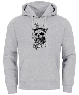 Neverless Hoodie Moin Kapitän Totenkopf Anker Bart Hamburg Print Herren