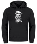 Neverless Hoodie Moin Kapitän Totenkopf Anker Bart Hamburg Print Herren Beige/Schwarz