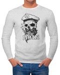 Neverless Longsleeve Herren Moin Kapitän Totenkopf Anker Bart Hamburg Langarm-Shirt Dunkelblau/Beige/Khaki/Grau
