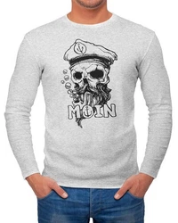 Neverless Longsleeve Herren Moin Kapitän Totenkopf Anker Bart Hamburg Langarm-Shirt Dunkelblau/Beige/Khaki/Grau