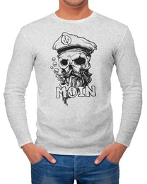 Longsleeve Herren Longsleeve Moin Kapitn Totenkopf Anker Bart Hamburg Langarm-Shirt Fashion Streetstyle mit Print